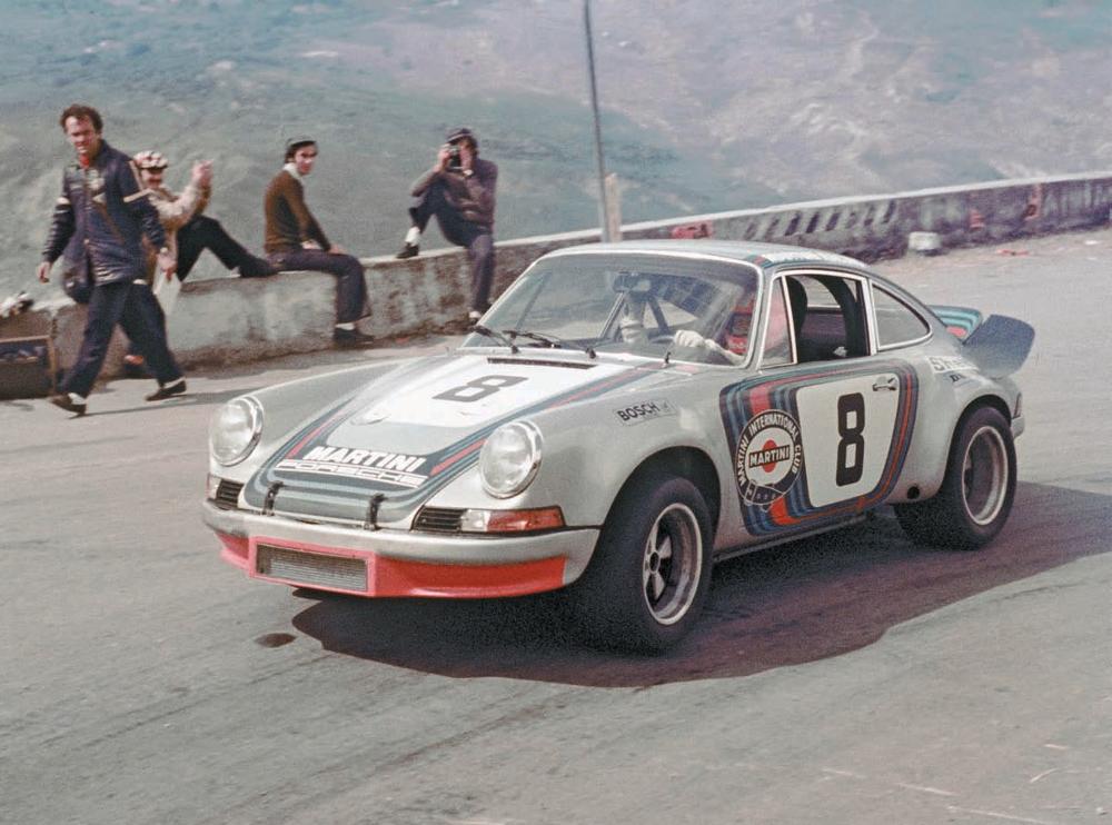At the last-ever Targa, run on May 13, 1973, Porsche’s thoroughly developed Carrera RSR2.8 proved strongest of the day taking 1st overall with Gijs van Lennep and Herbert Müller sharing driving duties. The car wore a prototype “Mary Stuart collar” rear wing that widened the aerodynamic aid to full-body width. Porsche Archiv